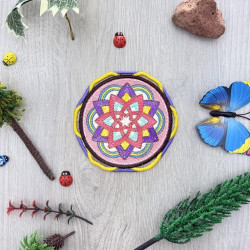 Mexican Mandala Art Lace Edge Coaster