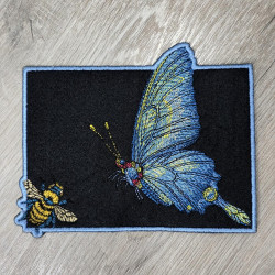 Midnight Honey Bee And Butterfly ITH Mug Rug