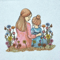 Mom Daughter Duo In A Garden