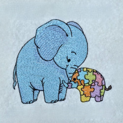 Mother And Autism Baby Elephant Love