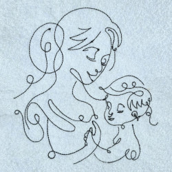 Mother And Baby Embrace Line Art
