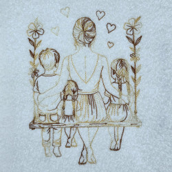 Mother Children Sweet Bond Line Art