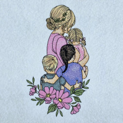 Mother Children Sweet Embrace
