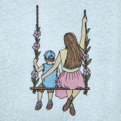 Mother Son On Floral Swing