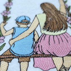 Mother Son On Floral Swing
