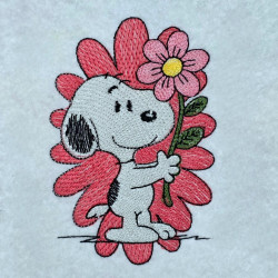 Nosey Dog Holding Flower