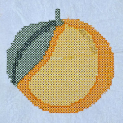 Orange With Leaf Pixel Art