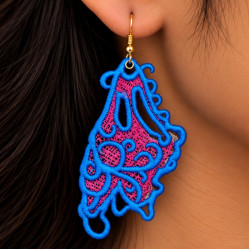 Ornate Pink Paisley FSL Earring
