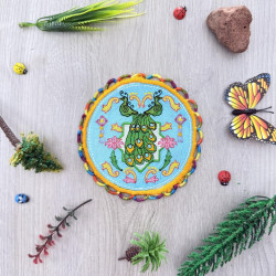 Peacock Truck Art Lace Edge Coaster