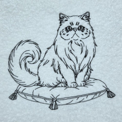 Persian Cat On Cushion Line Art