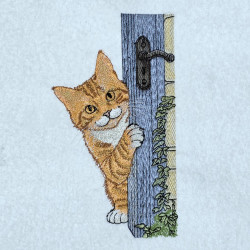 Playful Ginger Peeking Cat