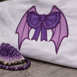 Purple Bat Wing Bow Applique