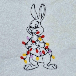 Rabbit Tangled In Christmas Lights Lineart