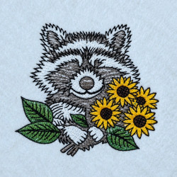Raccoon With Sunflower Bouquet