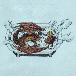 Red Dragon In A Hot Bath With Steam