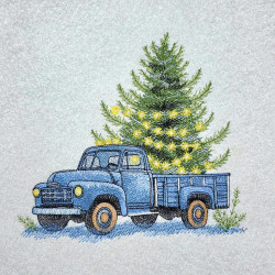 Retro Truck And Christmas Tree