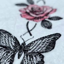 Rose And Fluttering Butterfly