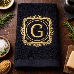 Round Ornamental Monogram Raised Stitch Letter G