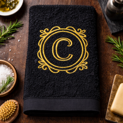 Round Scroll Frame Monogram Letter C