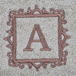 Scroll Square Frame Monogram Letter A