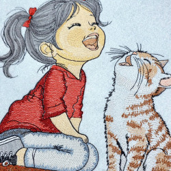 Shared Laughter Of A Girl And Her Cat