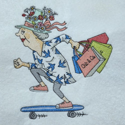Shopping Lady on Skateboard