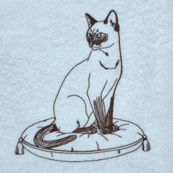 Siamese Cat On Cushion Line Art