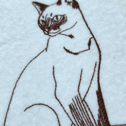 Siamese Cat On Cushion Line Art