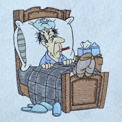 Sick Man Resting In Bed