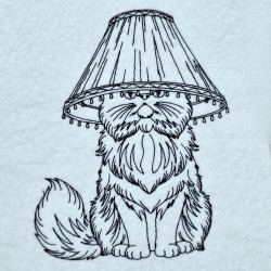 Sitting Cat With Lamp On Head Line Art