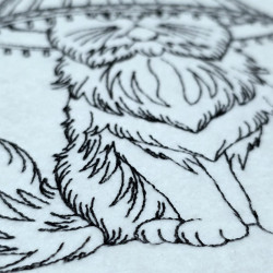 Sitting Cat With Lamp On Head Line Art