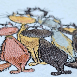 Six Standing Cats Looking Up