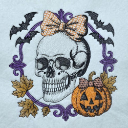 Skull With Bow Halloween Frame