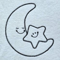 Smiling Moon And Star Line Art