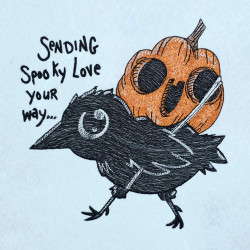 Spooky Love Crow With Pumpkin