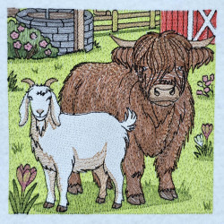 Spring Highland Cow And Goat Panel 03