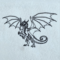 Standing Winged Dragon Line Art