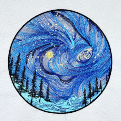 Midnight Swirls Starry Night Winter Forest