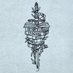 Sword And Books Fantasy Line Art