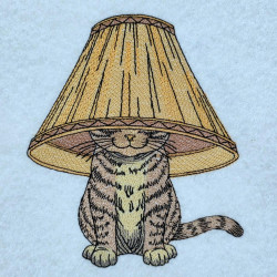 Tabby Cat Wearing A Lampshade