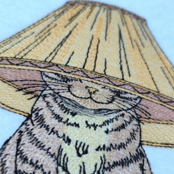 Tabby Cat Wearing A Lampshade