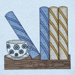 Tea Cup On A Bookshelf 