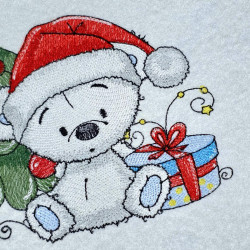 Teddy Bear With Gift And Christmas Tree