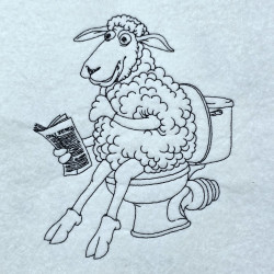 Thinking Sheep On Toilet Line Art