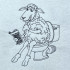 Thinking Sheep On Toilet Line Art