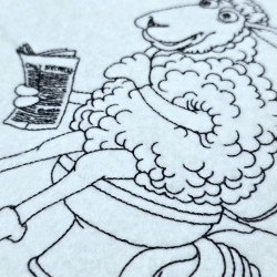 Thinking Sheep On Toilet Line Art