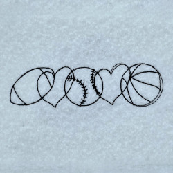 Three Basketball Hearts Line Art
