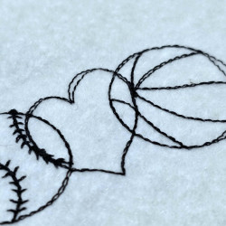 Three Basketball Hearts Line Art