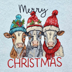 Three Christmas Cow In Winter