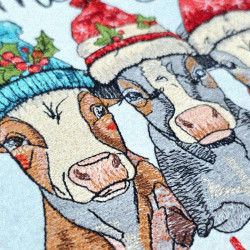 Three Christmas Cow In Winter